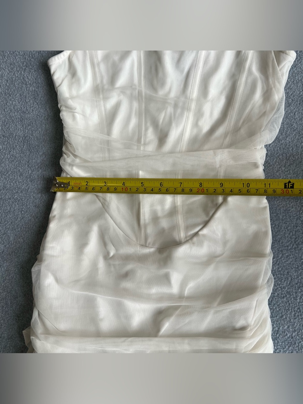 Princess Polly White Ruched Mesh Mini Dress Bodycon Corset Size 4 - Picture 8 of 9